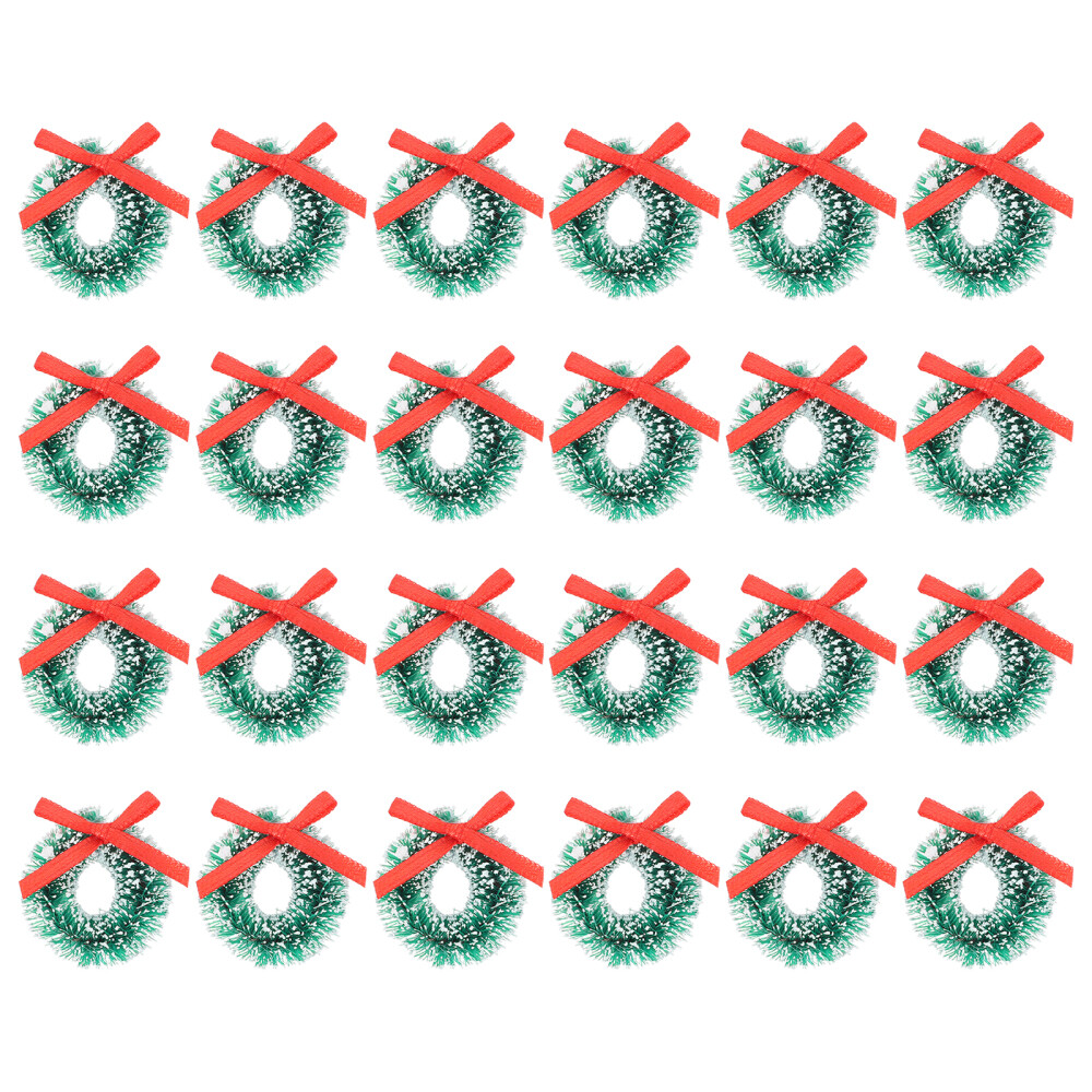 24Pcs Mini Wreath Merry Christmas Decorative Hanging Pendant Christmas Garland