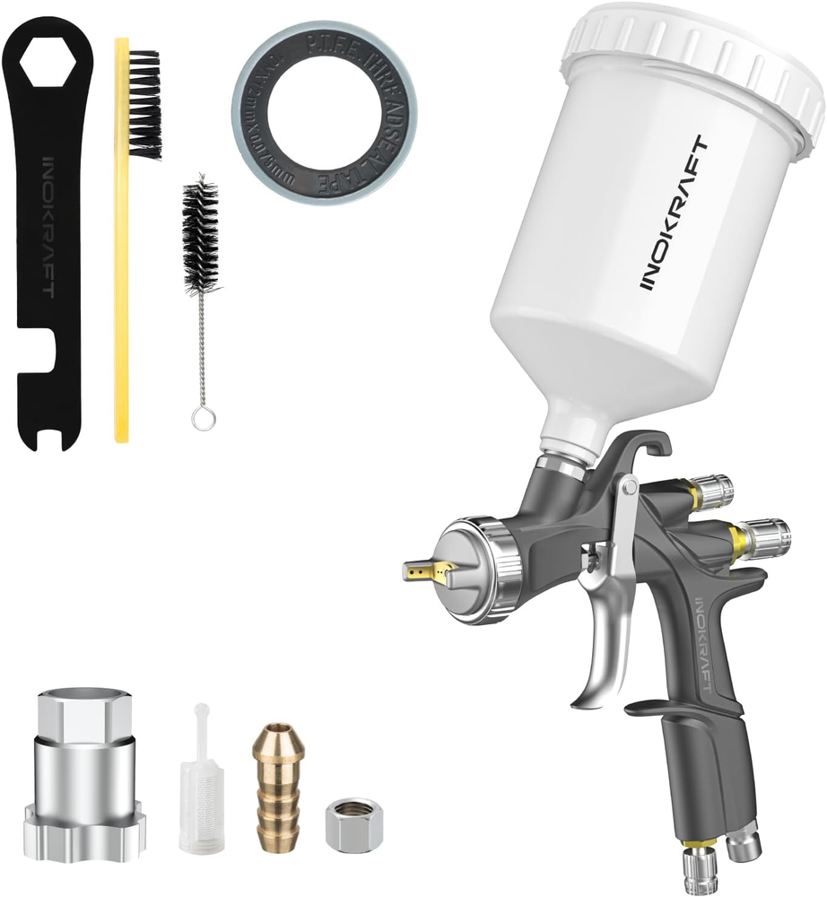InoKraft D1 LVLP Air Spray Gun Kit, 1.3mm Nozzle for Car & DIY Painting