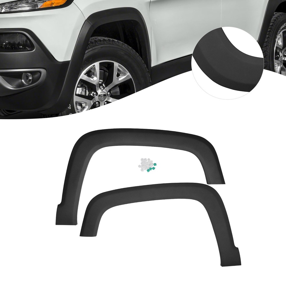 Black Front Left+Right 2Pcs Fender Flares Set For 2014-2018 Jeep Cherokee