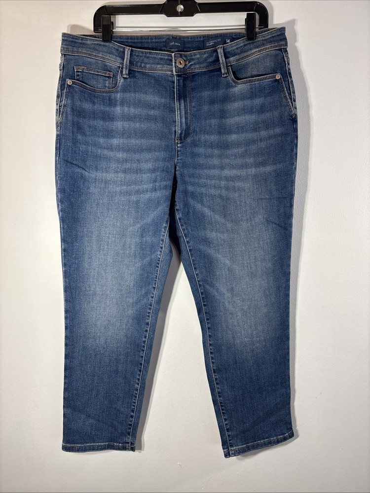 J. Jill Womens Authentic Fit Slim Ankle Stretch Blue Denim Jeans Sz 14 P