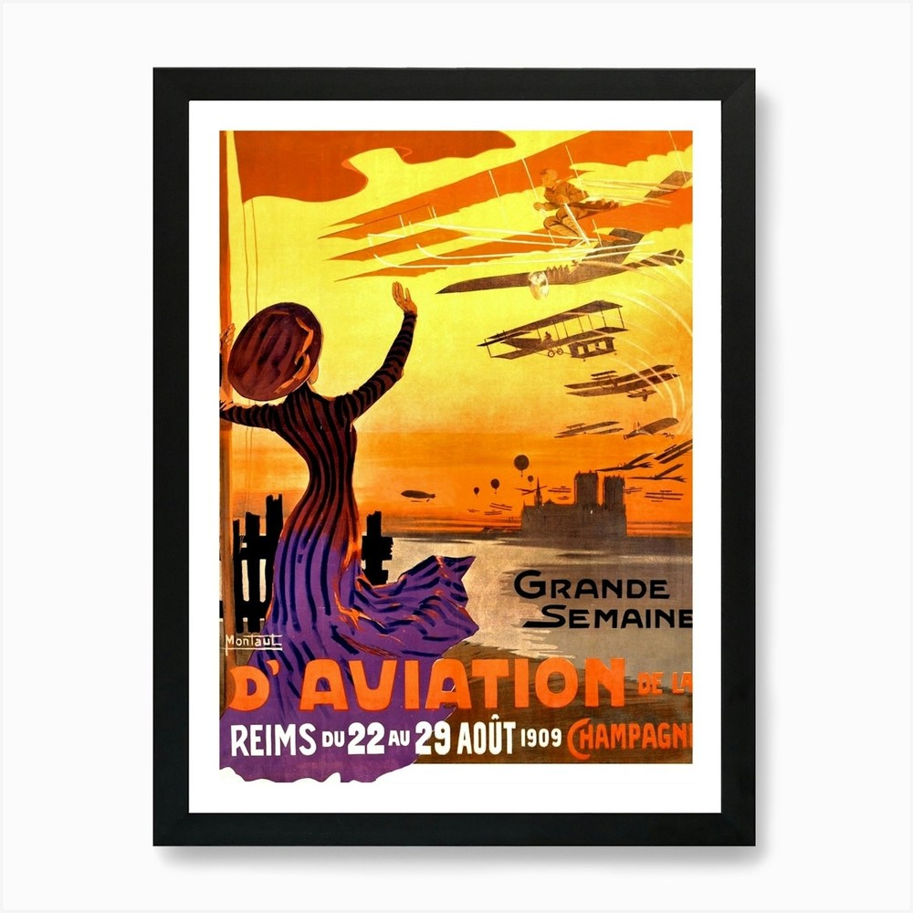 Grande Semaine, Vintage Aviation Po Framed Wall Art Poster Canvas Print Picture