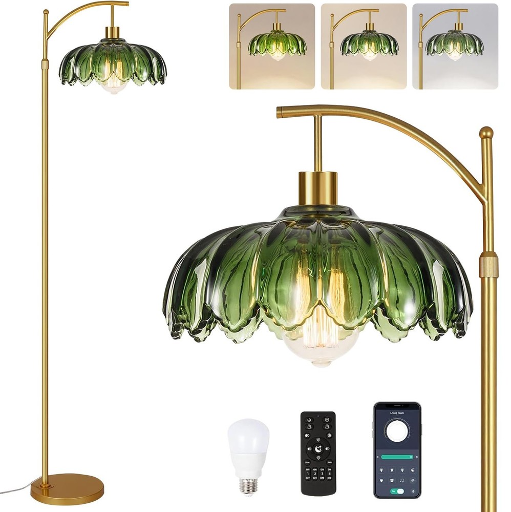 Gold Floor Lamp for Living Room,Bedroom,Mid Century Modern Standing Lamp with...