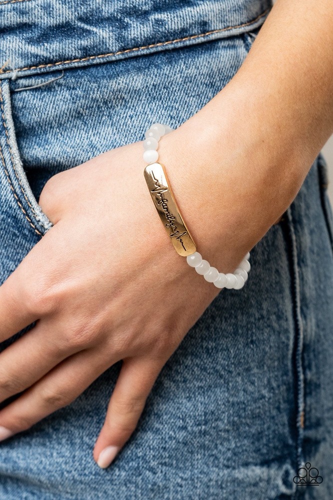 New Paparazzi Jewelry-Family Is Forever Stretch Bracelet-Gold