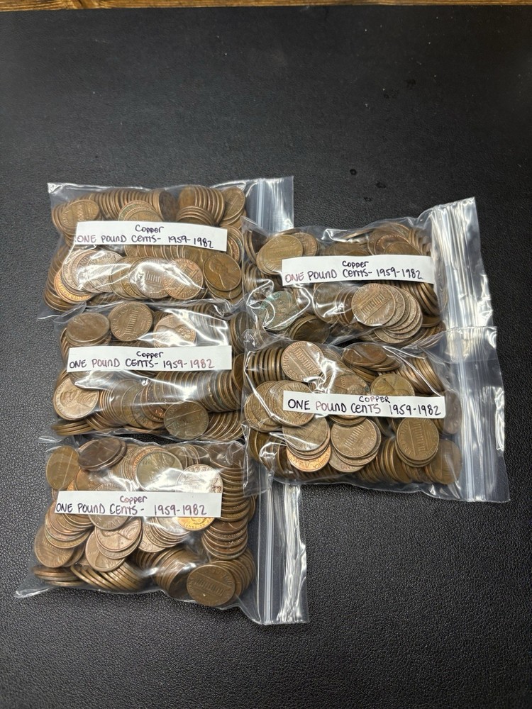 Bulk 5lb Sorted Lincoln Memorial Copper Pennies 1959-1982