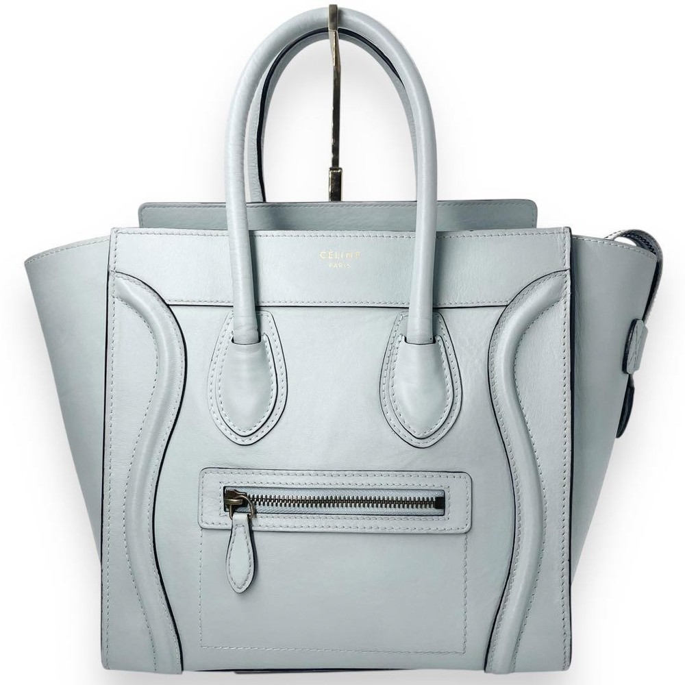 Celine Luggage Micro Shopper Tote in Mint Blue