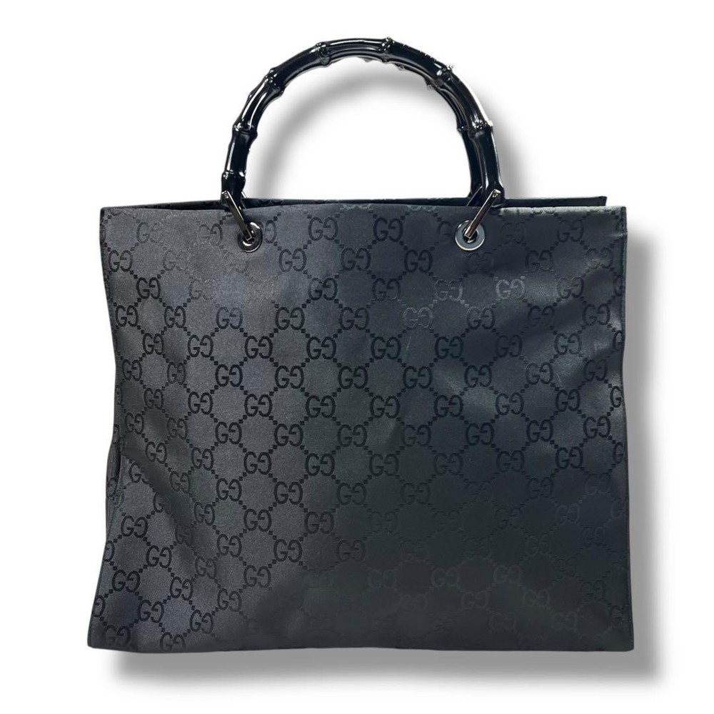 Gucci Bamboo Black GG Tote A4 Size Luxury Designer Handbag