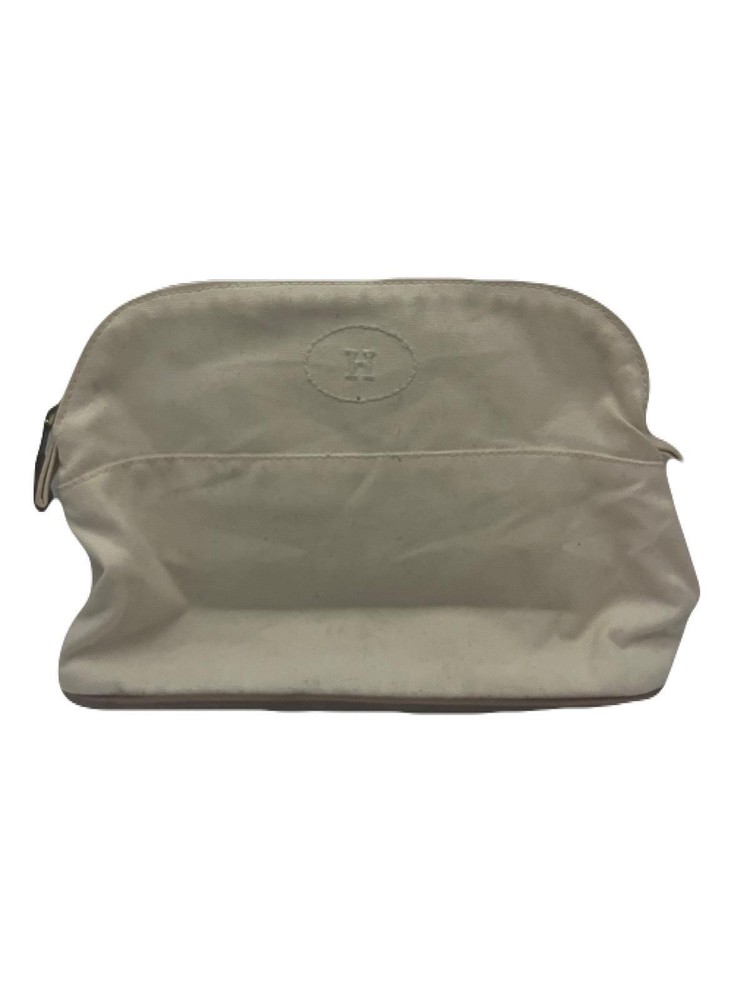 HERMÈS Ivory Cotton Makeup Bag Pre-Owned E0530-175
