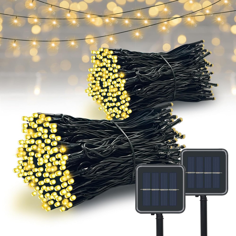 2 Pack 79FT 200 LED Solar String Lights – Waterproof Outdoor Christmas Lights