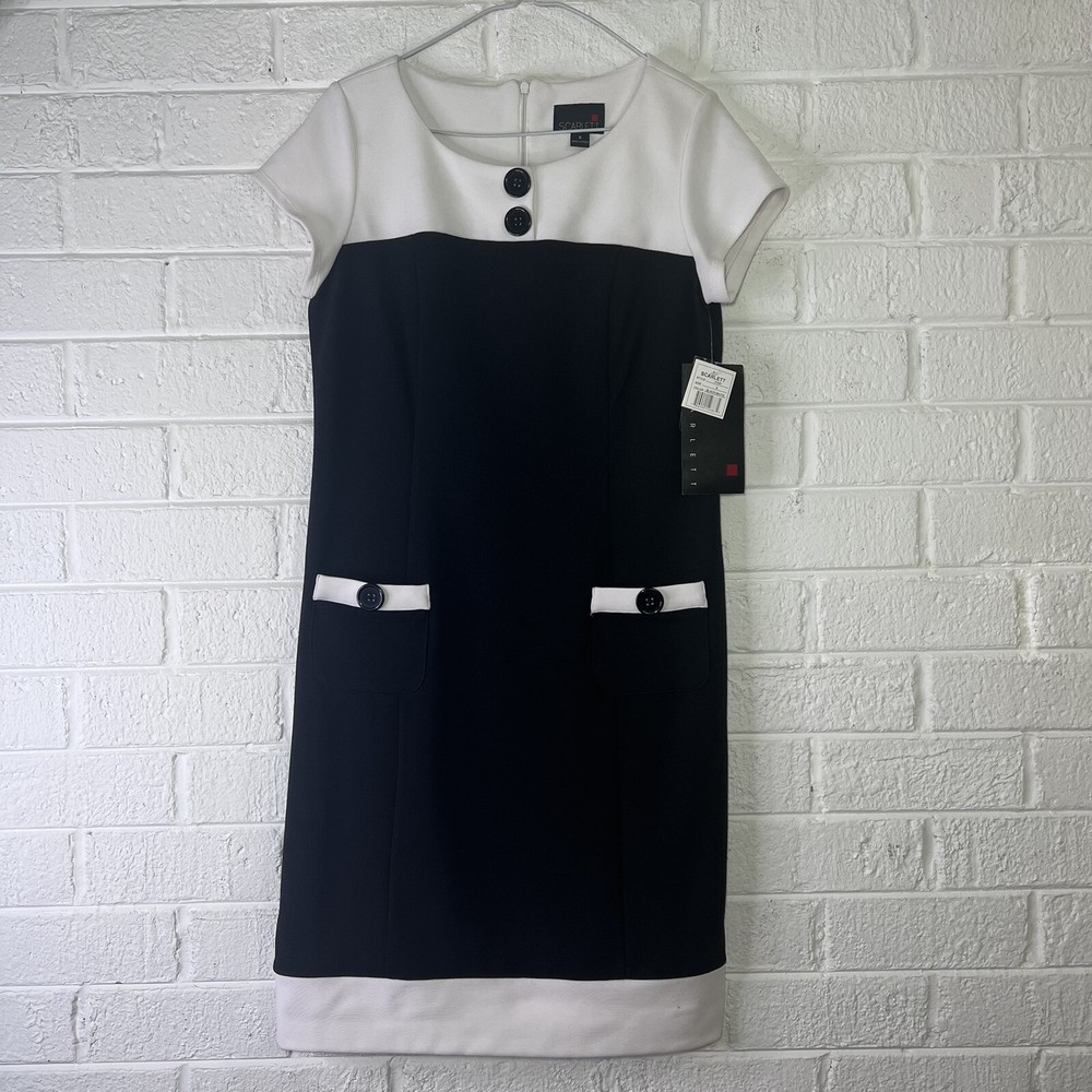 NEW Scarlett Women's Dress Black & White short sleeve, Size 8 Style 41601 A line