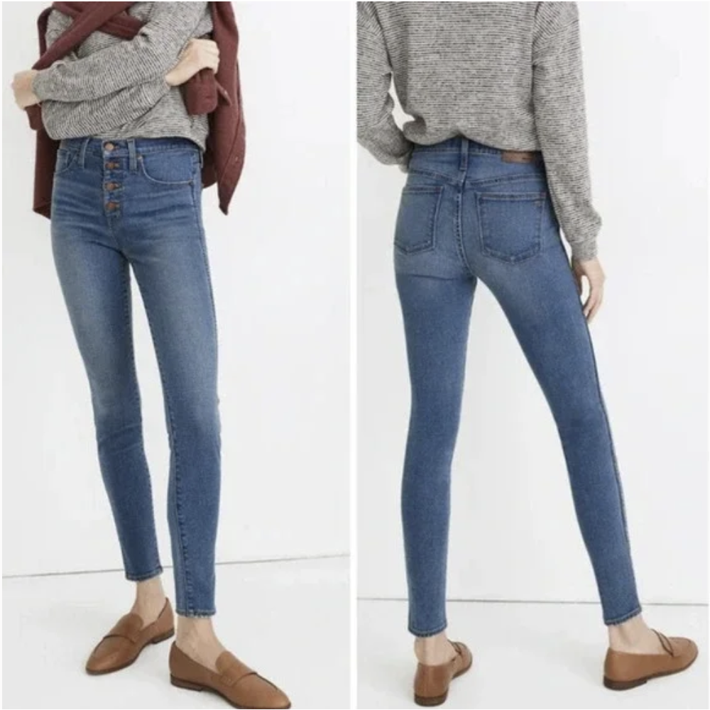 Madewell 10-Inch High-Rise TENCEL Skinny Jeans in Dewitt Wash Size 25