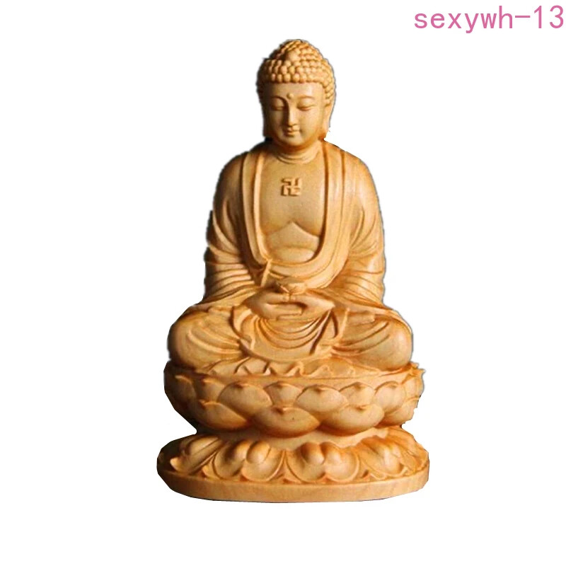 Wooden Buddha Figurine Buddhist Small Statue Aesthetic Room Decor Ornaments