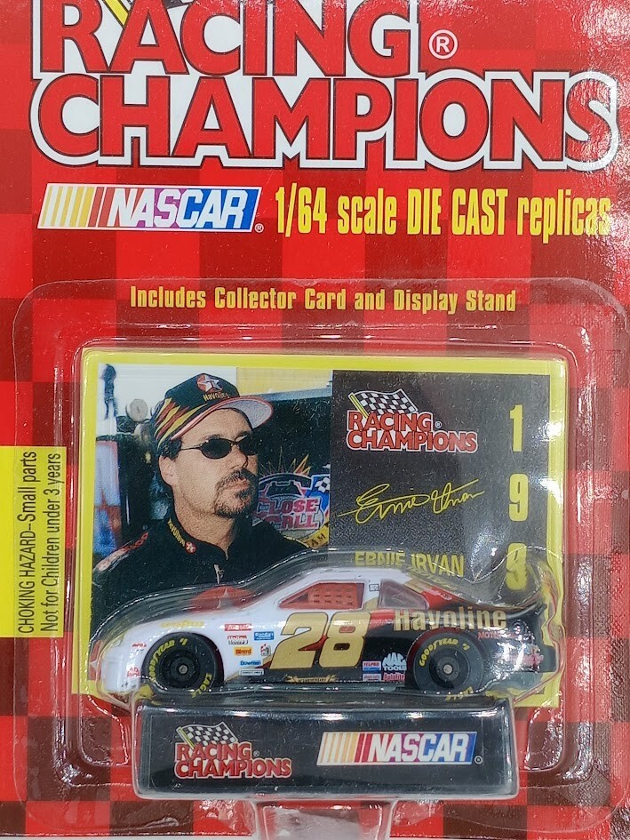 1997 Racing Champions NASCAR #28 Ernie Irvin Havoline Car Stand Card