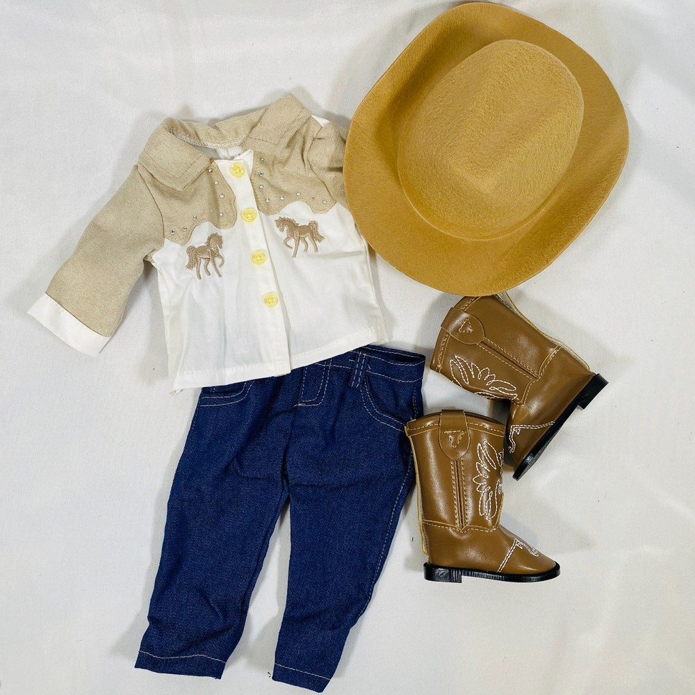 Western Horse Lover Outfit w/ Boots & Cowboy Hat for 18