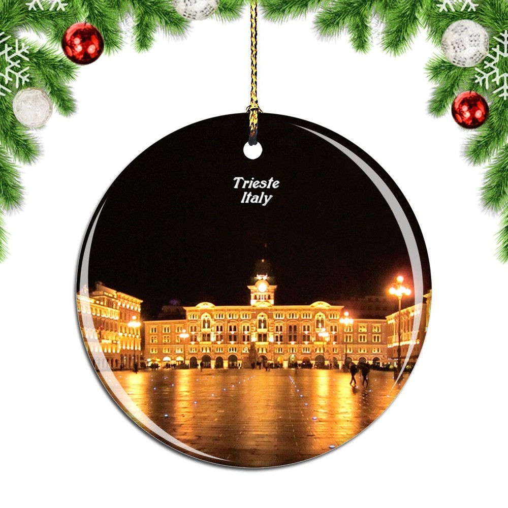 Italian Uniform Square Trieste Christmas Ornament - Unique City Travel Souvenir for Holiday Decor