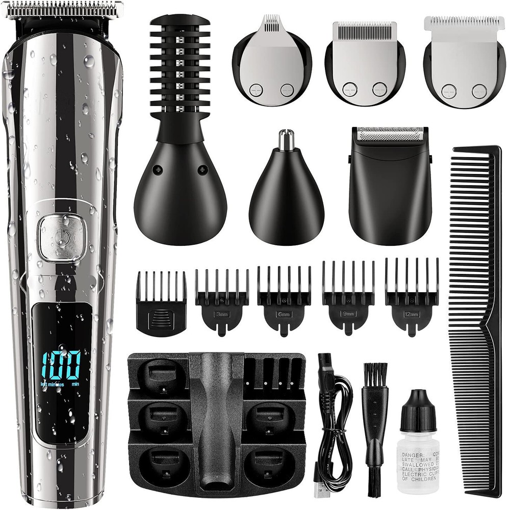 Men Waterproof Beard Trimmer Electric Razor Hair Clipper Shaver