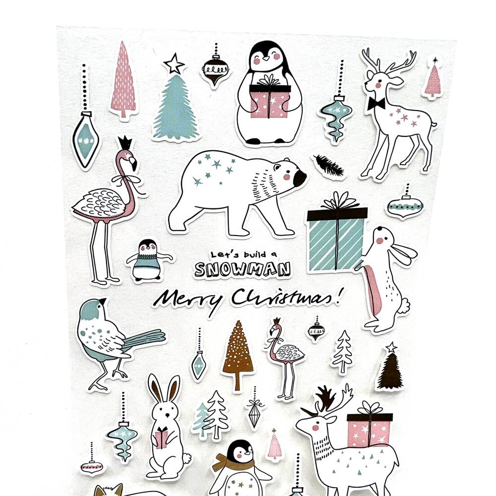 Christmas Pastel Wildlife Animal Sticker Sheet Planner Scrapbooking Journaling