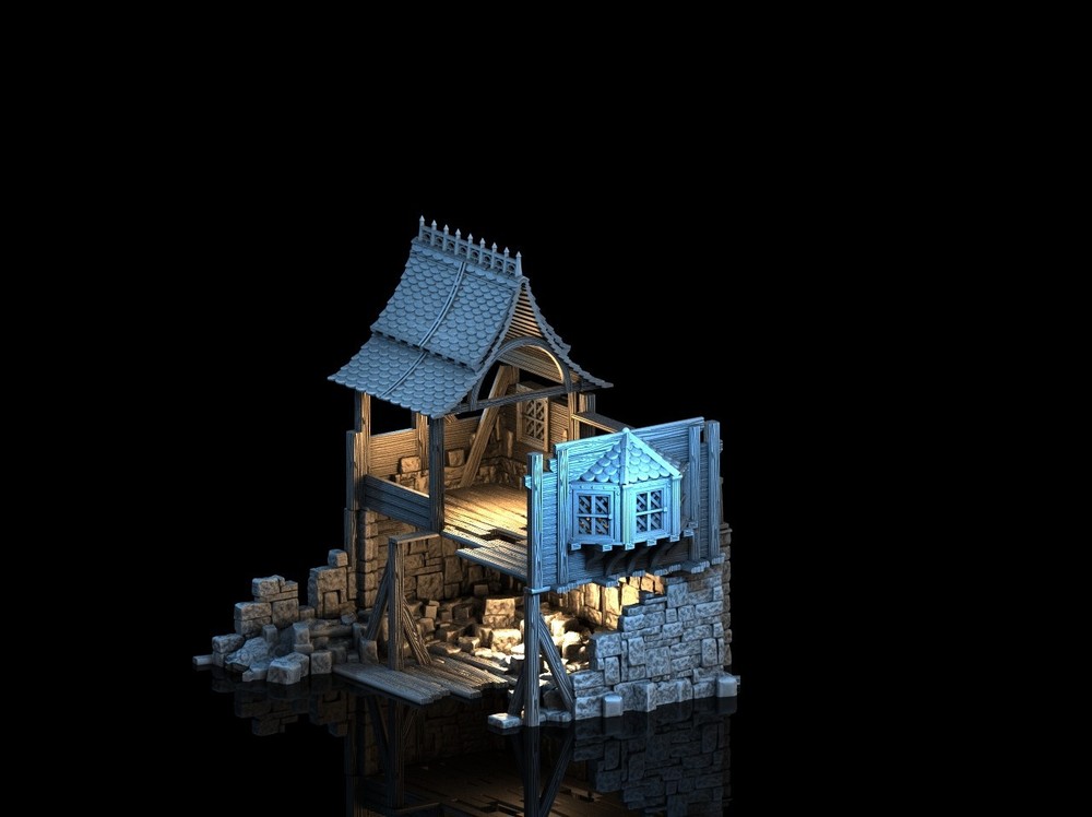 3d printed Ruined Village house DnD RPG Wargame Skirmish  table top terrain