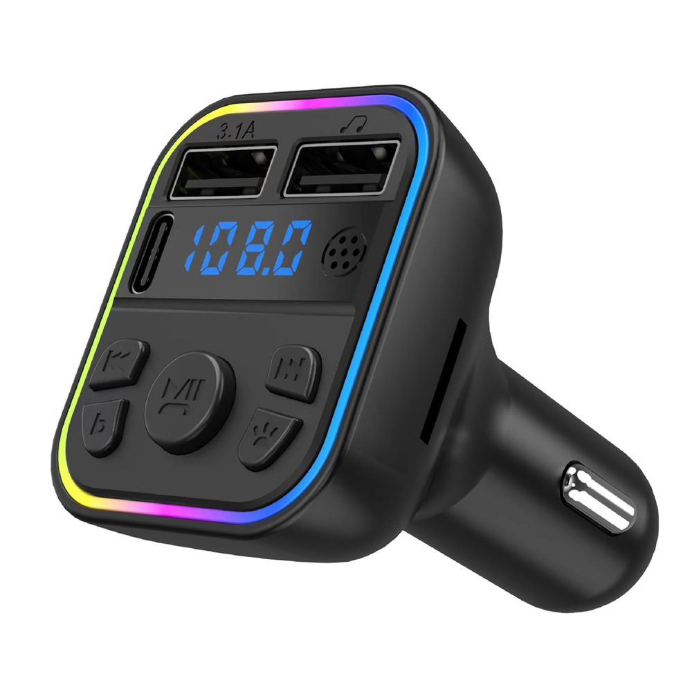 Bluetooth 5.0 Car FM Transmitter with Type-C and Dual USB Fast Charging