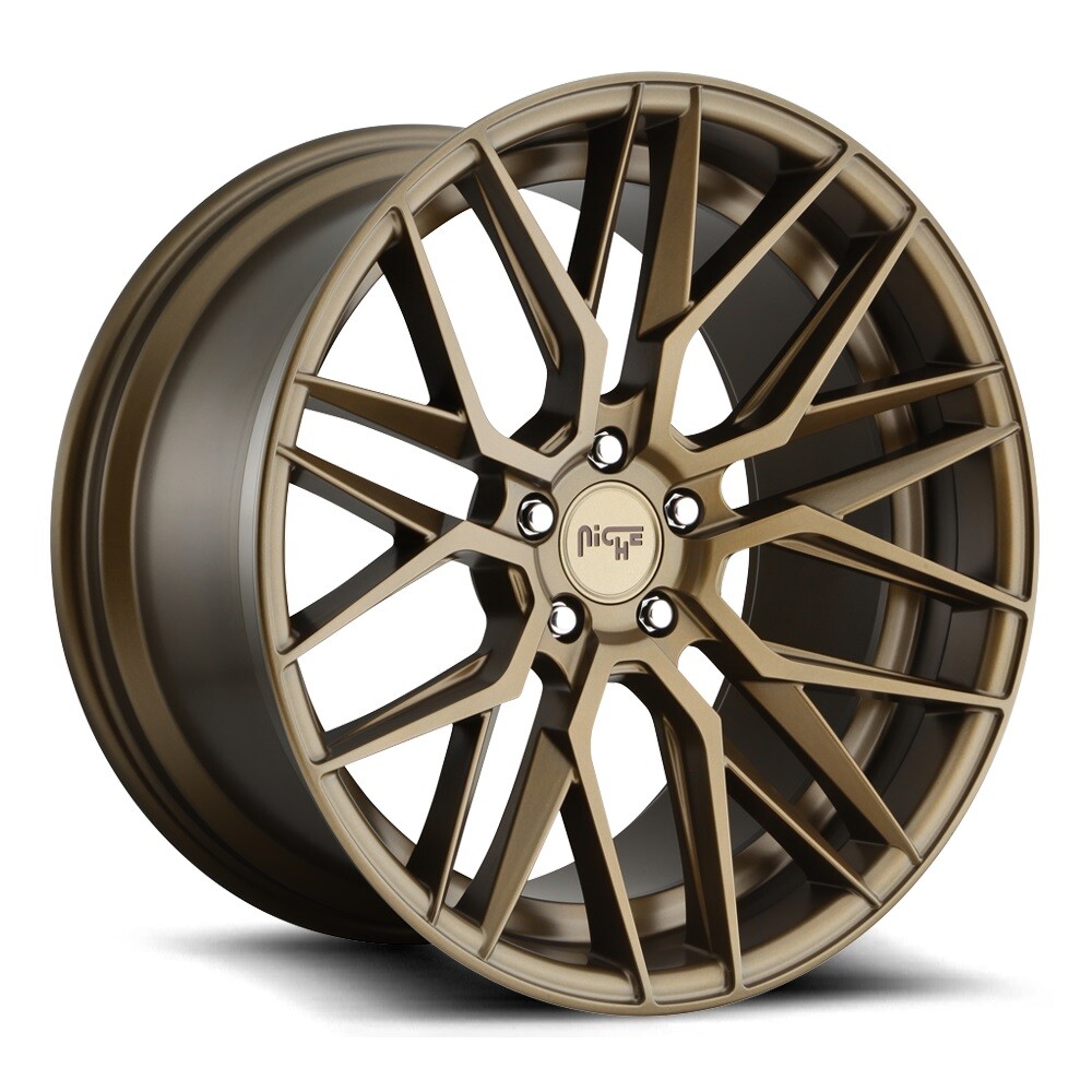 19x8.5 +35 F, 19x9.5 +40 R,Niche M191 Gamma 5x120 Matte Bronze Wheels (Set of 4)