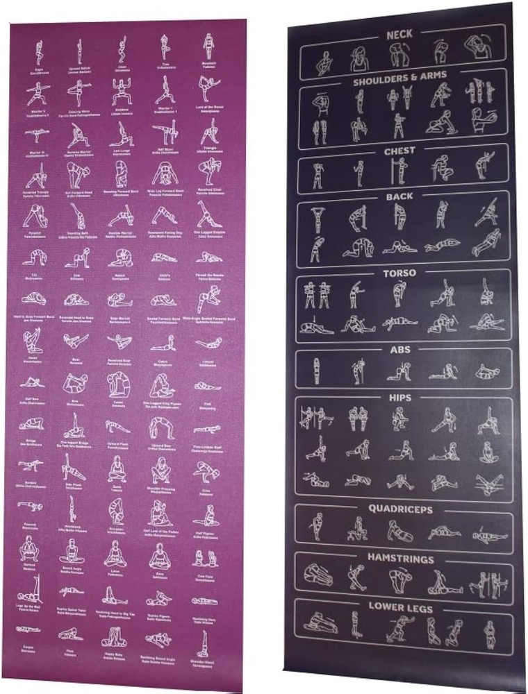 Beginner Yoga Mat with 75 Illustrated Poses for Easy Practice