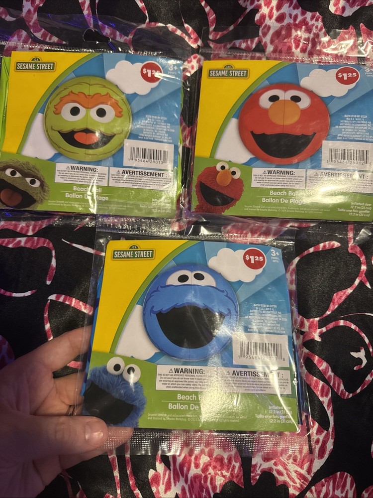 12-inch Sesame Street Oscar The Grouch Inflatable Pool Beach Ball New Sealed Rare