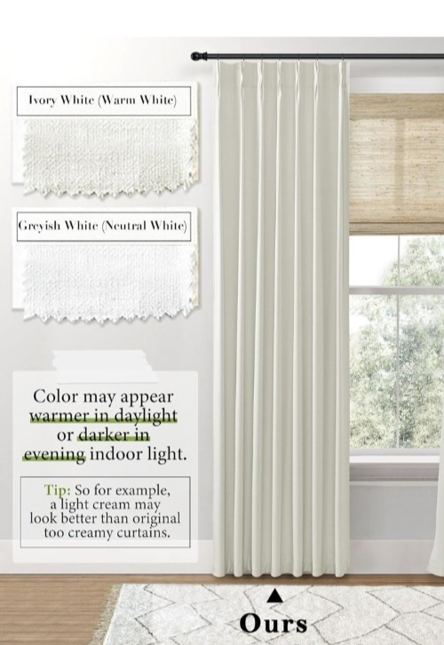 100% Blackout Pinch Pleated Curtains Shineland 2 Panel Set Ivory Cream 40
