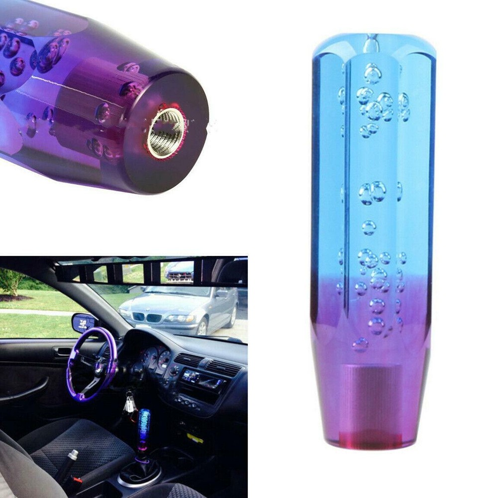 15cm Car Shift Knob Stick Purple Blue Crystal Transparent Bubble Gear Shifter