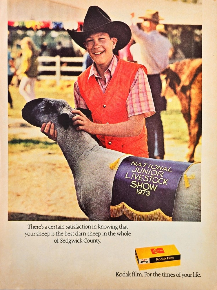 Kodak Film National Junior Livestock Show Vintage 1974 Print Ad 9 x12
