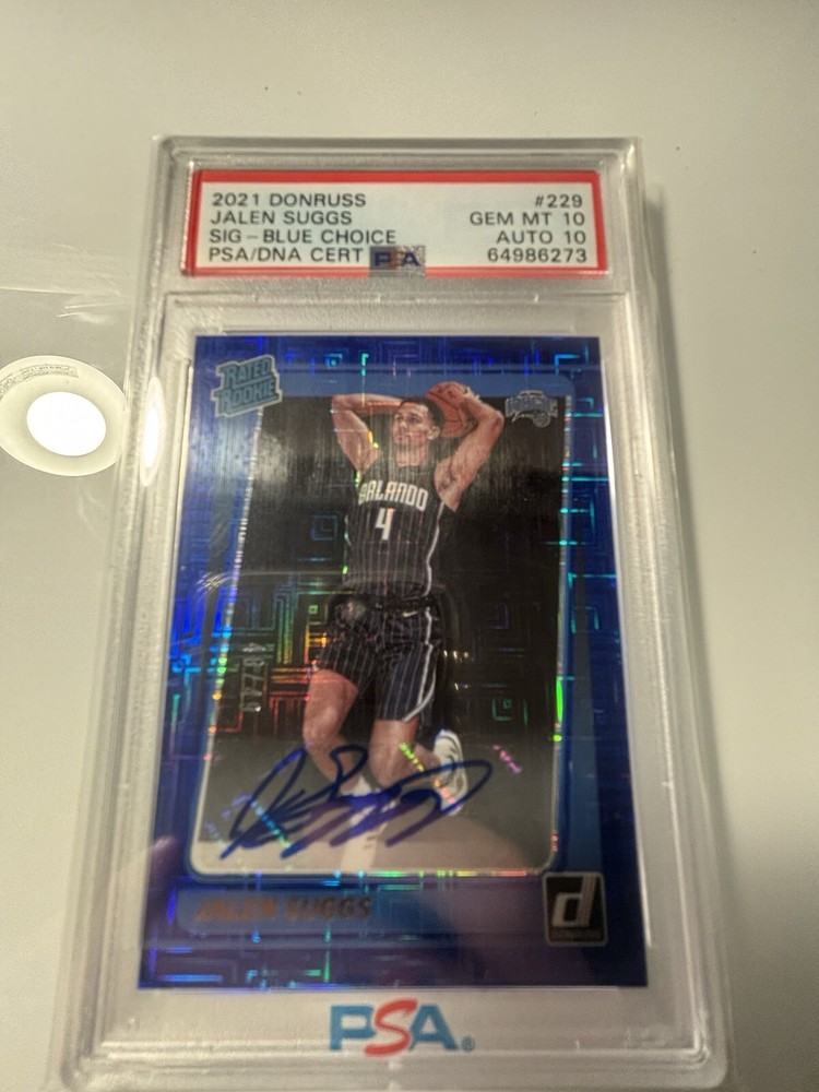 2021 Donruss Jalen Suggs Blue Color Match PSA 10 Pop 2 48/49 Rookie Card