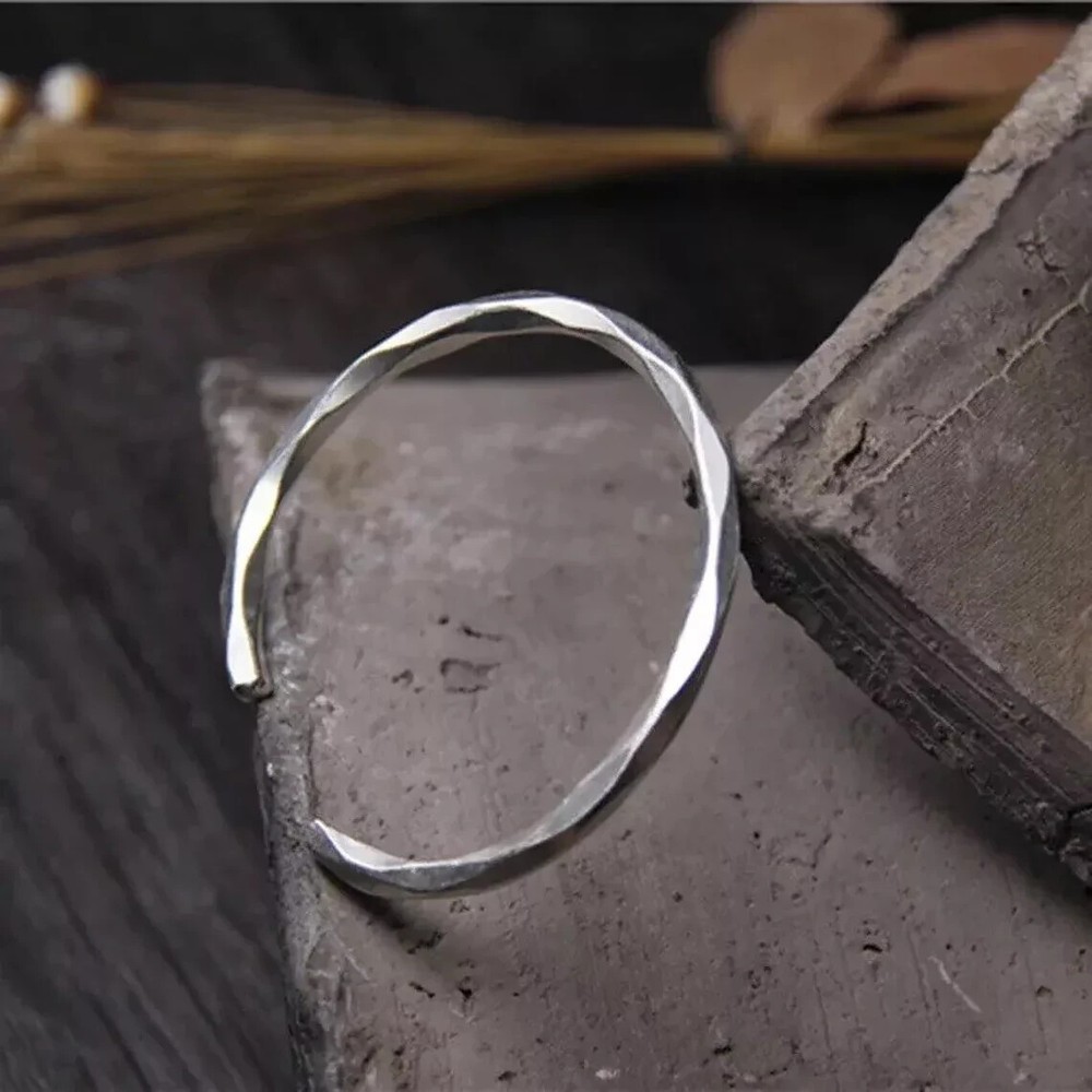 5mm Classic Twisted Men's Open Cuff Bangle Bracelet 14K White Gold Over Silver