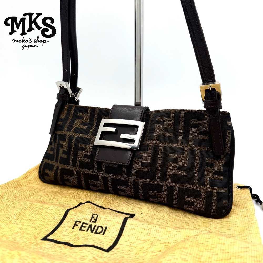 FENDI Zucca Shoulder Bag  Brown Canvas Leather Women Used