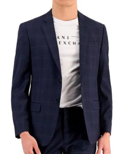Armani Exchange Mens Slim Shadow Plaid Suit Jacket 38 R NEW $475 09GXX0-0X044