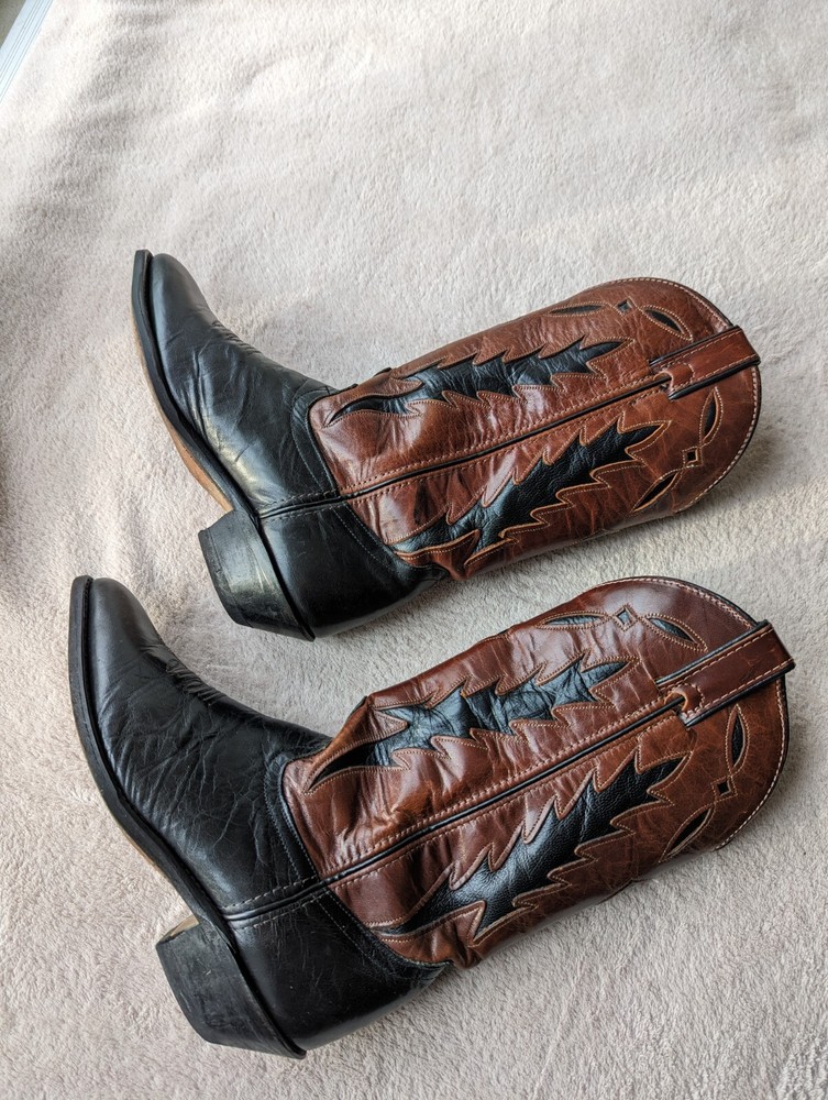 Code West Women's 6.5 M Cowgirl Boots in Black Brown Leather Pull On