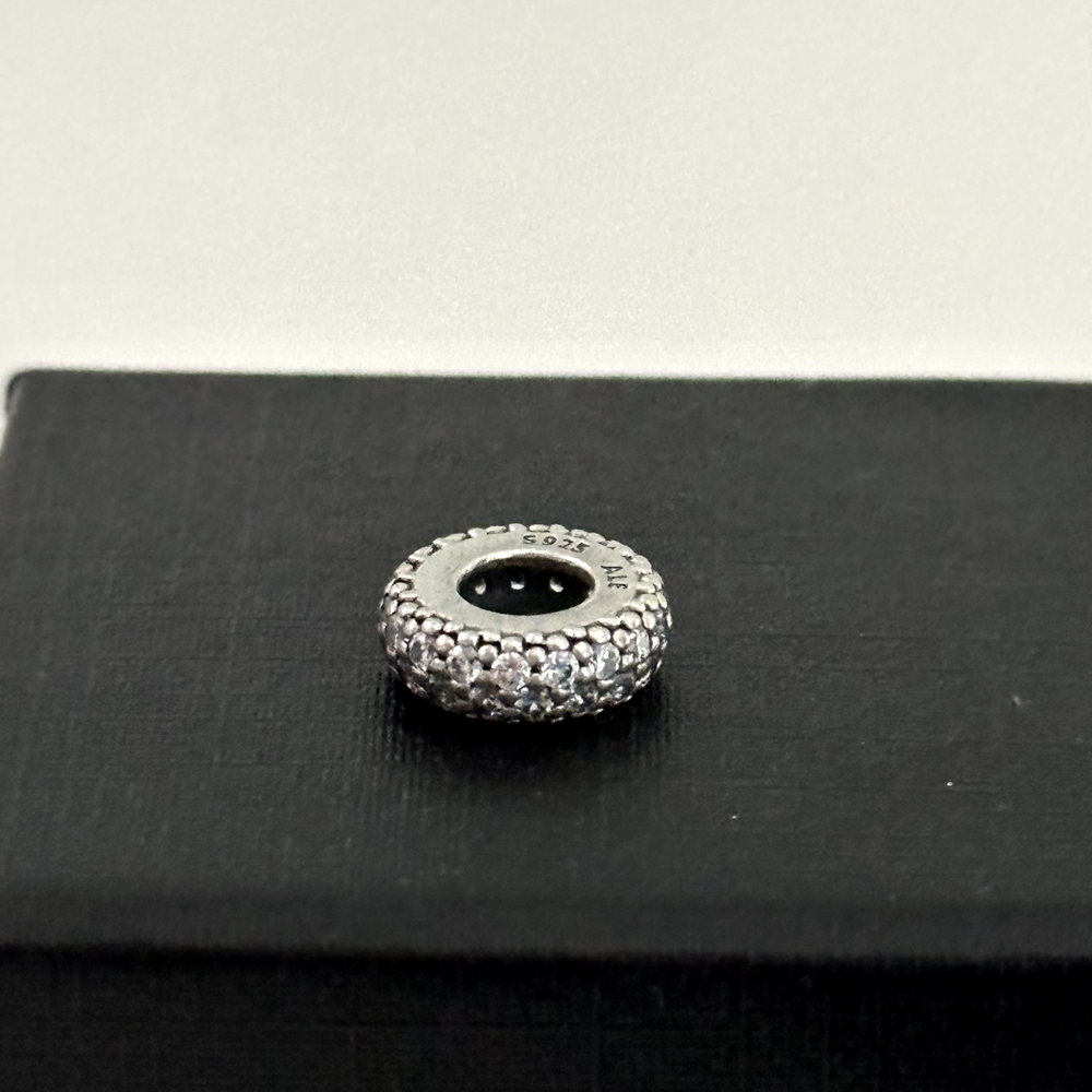 Pandora Sterling Silver Clear CZ Pave Sparkle Spacer Bead Charm