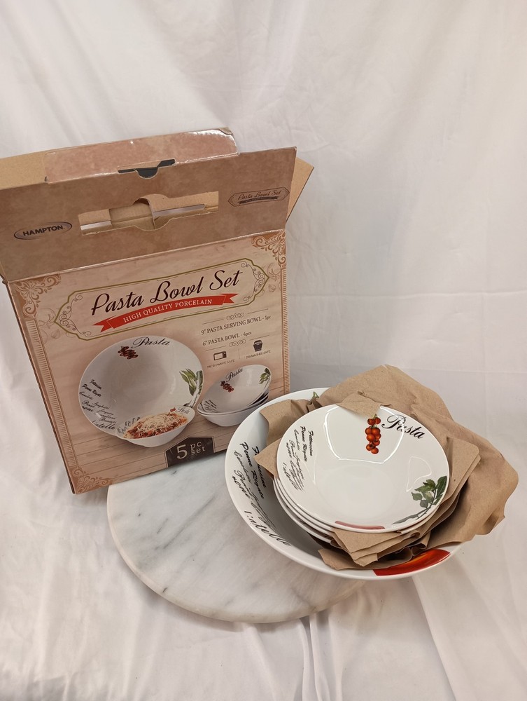 5pc Porcelain Pasta Bowl Set 1 9