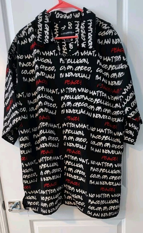 Рубашка мужская Stardom Im отдельная на пуговицах черный белый красный карман