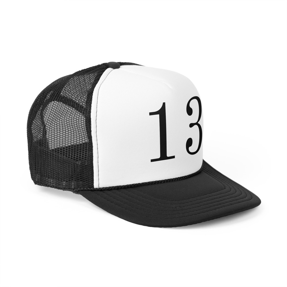Back to School Trucker Snapback adjustable Cap Favorite Number 13 Hat Goth Black-image