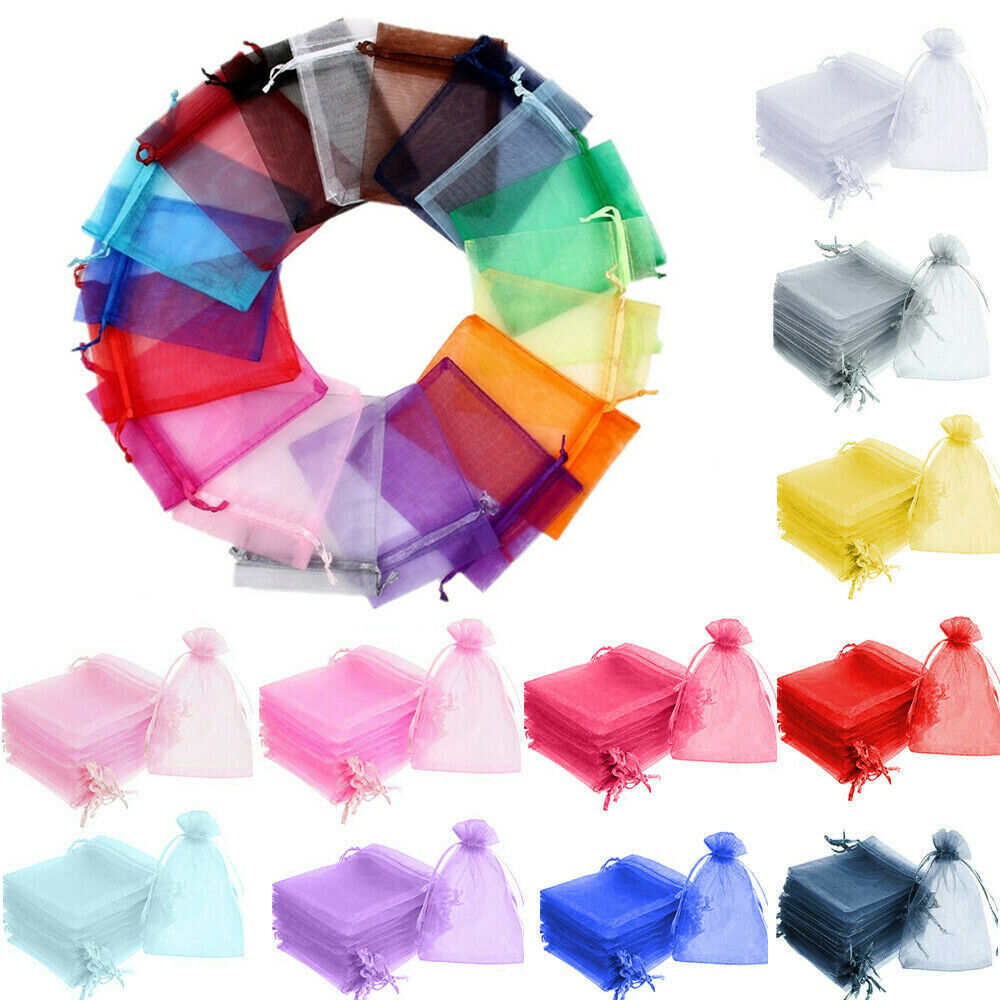 25 50 100 Organza Gift Bags Jewelry Pouches Wedding Favor Party Candy Packing