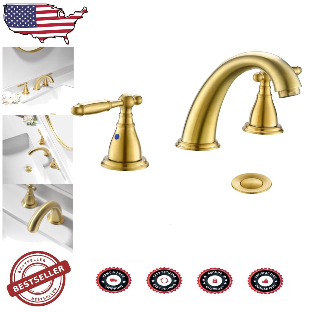 Durable Lead-Free Widespread Bathroom Faucet with Quick-Connect Drain Assembly