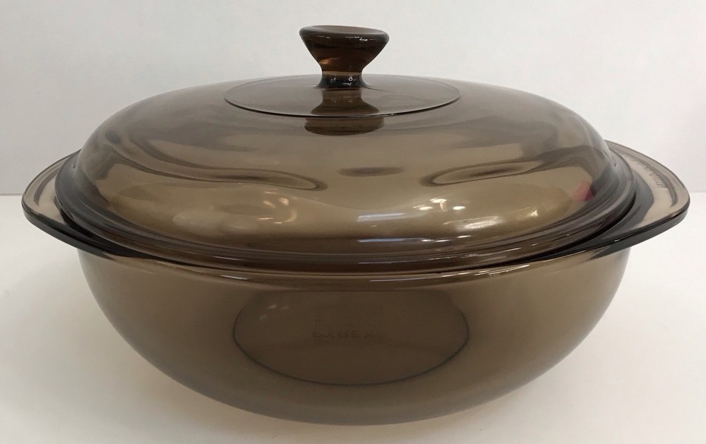 Vintage Pyrex Amber 2-QT Round Casserole Dish with Lid 624C Excellent Condition  