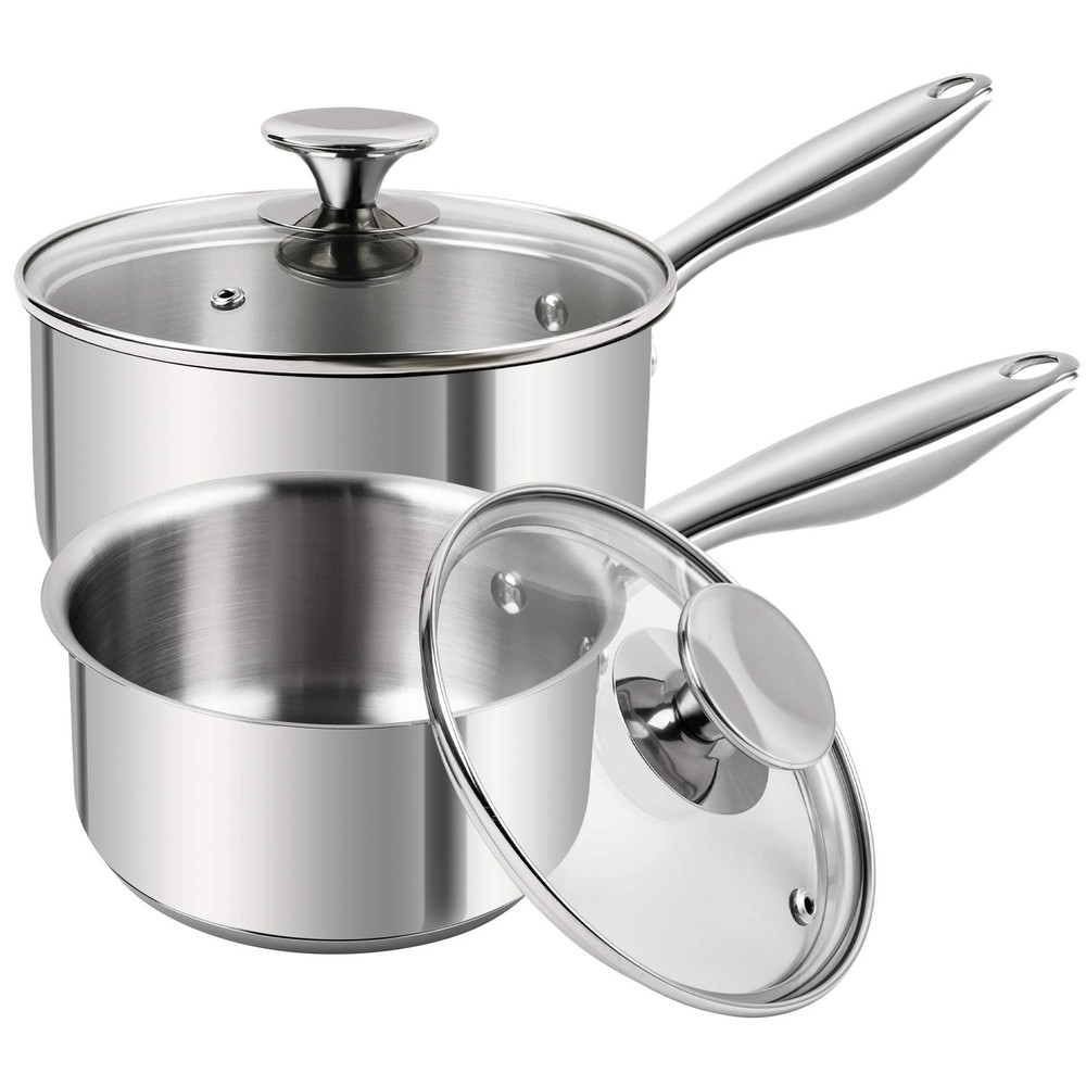 Stainless Steel Saucepan Set 1Qt & 2Qt with Premium German Technology