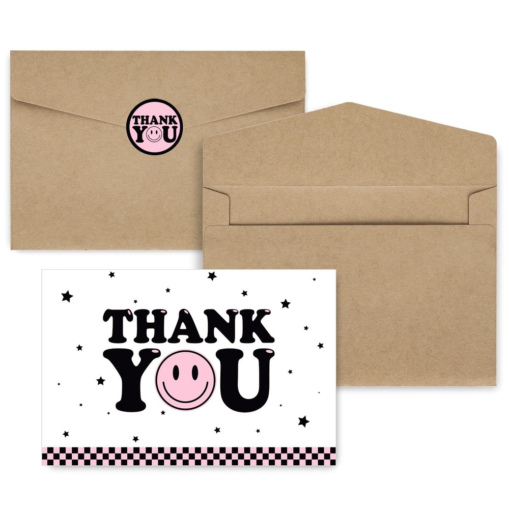 Whaline 20Pcs One Happy Dude Thank You Greeting Cards with Envelopes and Stic...