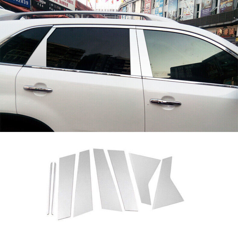 For Kia Sorento 2011-2015 Chrome Steel window Pillar Posts Set Door Cover trim