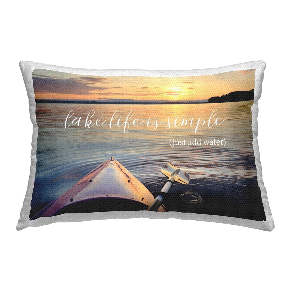 Multi-Color Lake Life Phrase Outdoor Printed Pillow 14x20