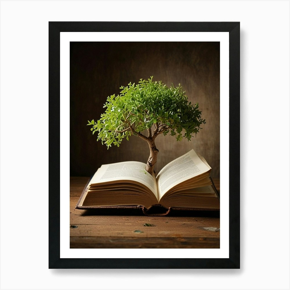 Tree On An Open Book 1 Art Print Framed Wall Art Poster Canvas Print Picture