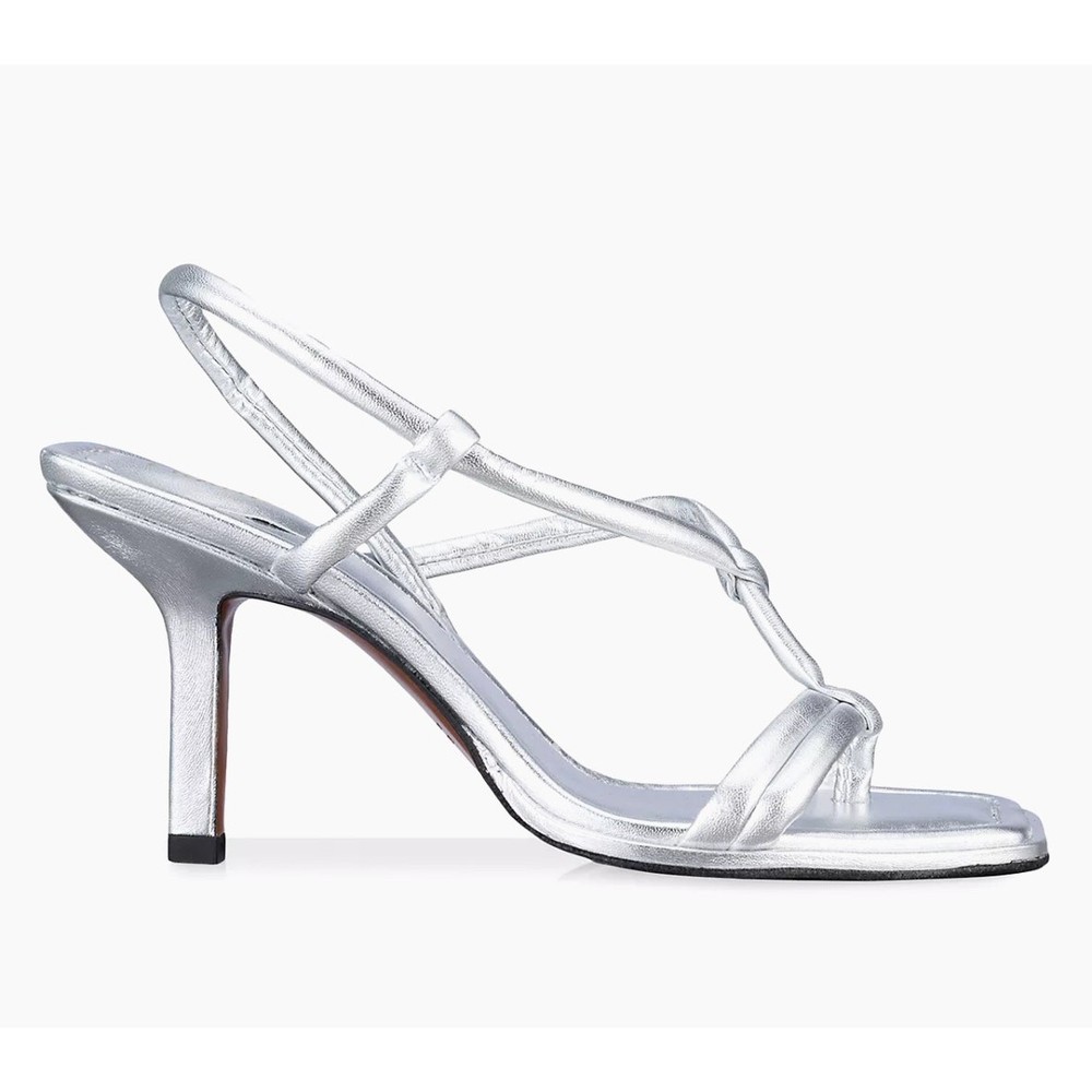 Addison Silver Metallic Leather Strappy Summer Sandals Size 37