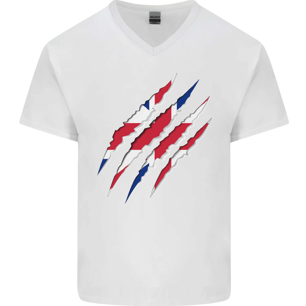Gym The Union Jack Flag Claw Effect UK Mens V-Neck Cotton T-Shirt