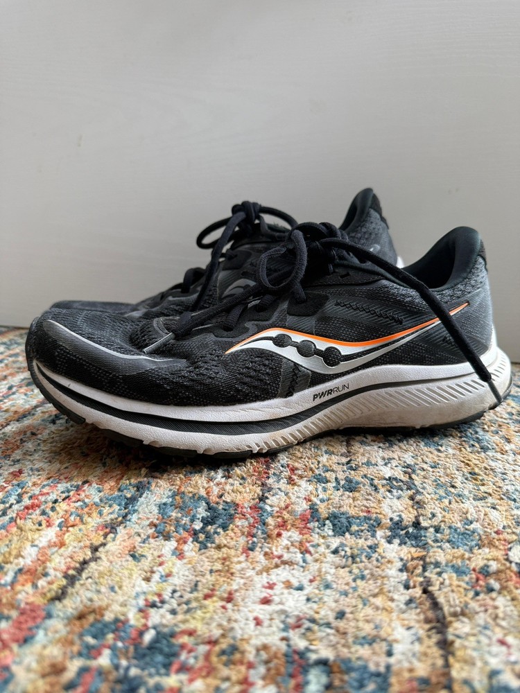Saucony Men’s Running Shoes Size 8.5 Black Orange PWRRUN Athletic Trainers EU 42