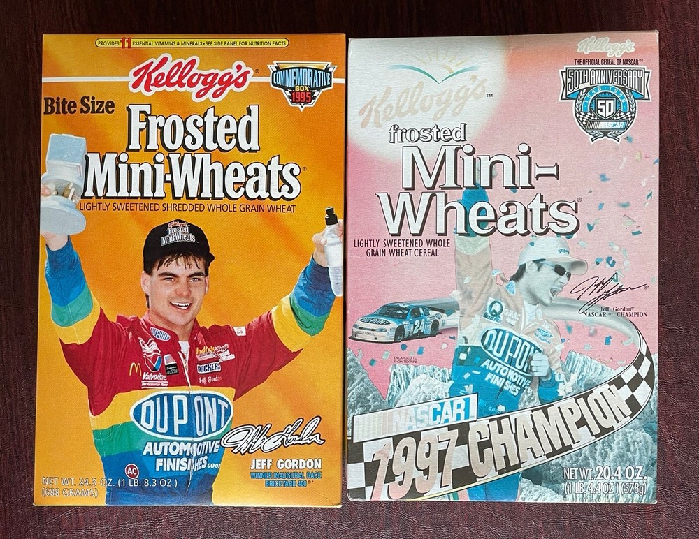 Jeff Gordon Frosted Mini Wheats Empty Cereal Boxes Lot Of 2