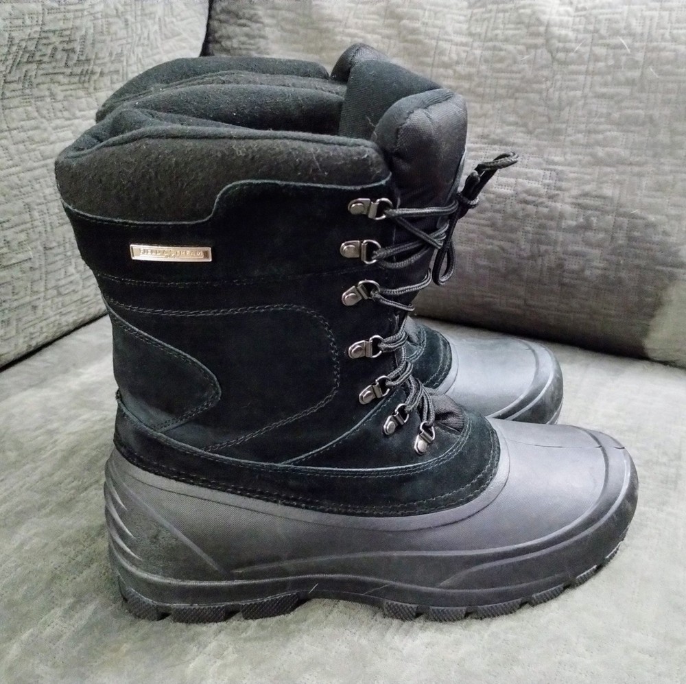 FIELD & STREAM MENS BLACK LEATHER SUEDE BOOTS FS MENS PAC BOOTS 3M THINSULATE 12